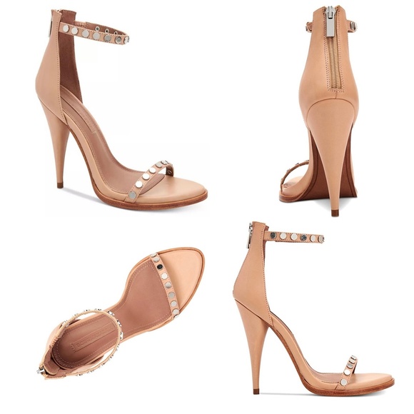 BCBGMAXAZRIA Marie Leather Ankle Strap Dress Sandals Beige Stiletto Heel Pumps 7 - Picture 3 of 7